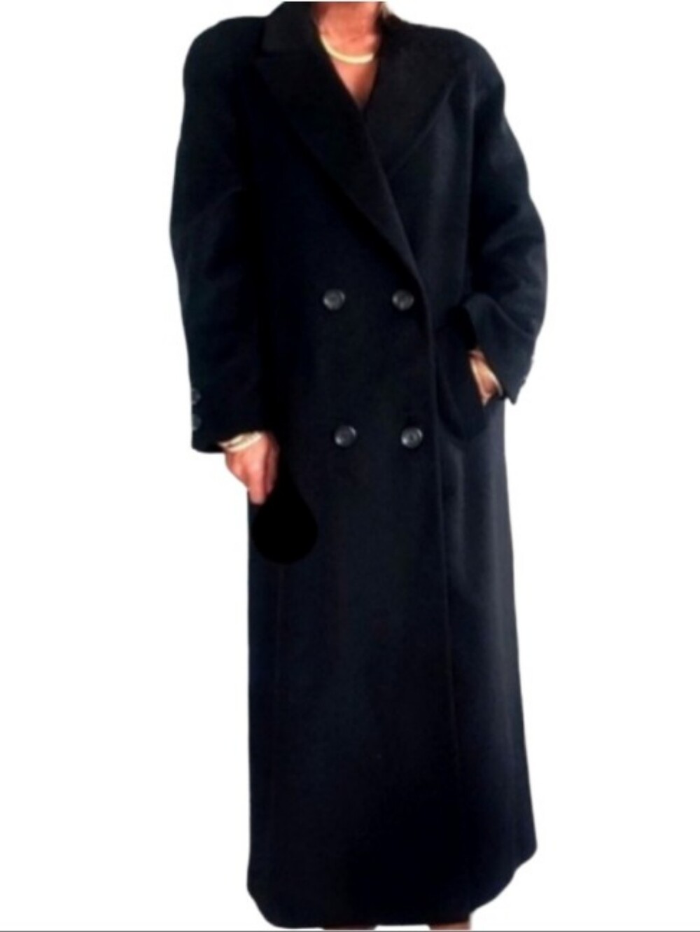 Vintage Alorna Full Length Double Breasted Black Trench Coat